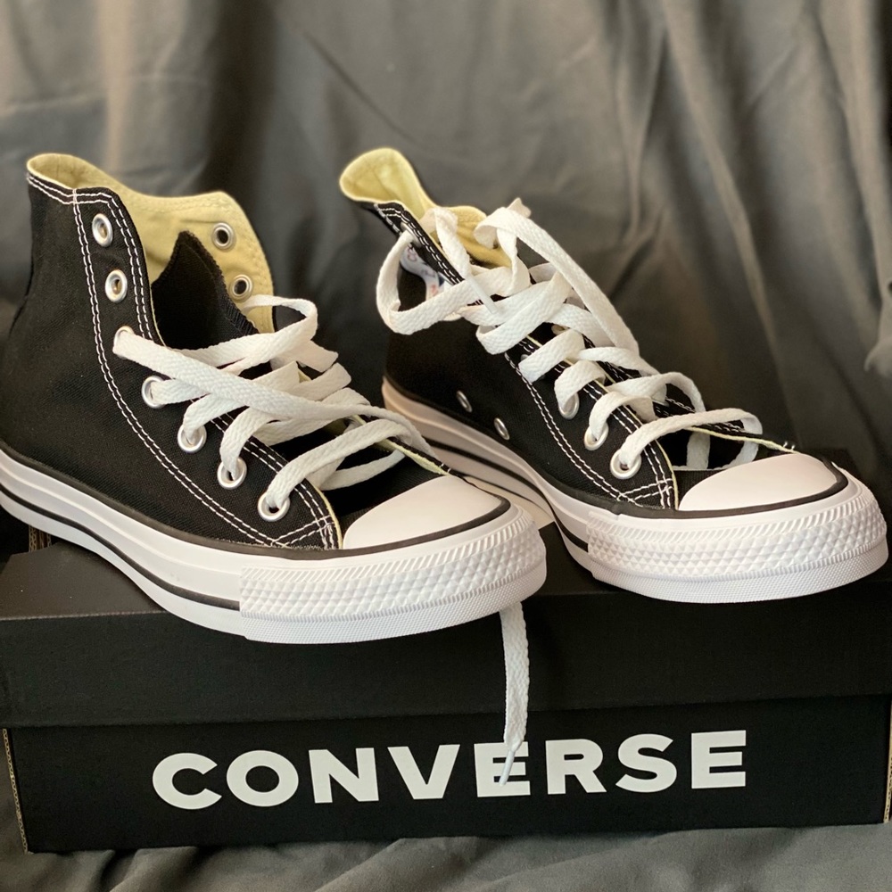 Converse; size 6; black & white; high top